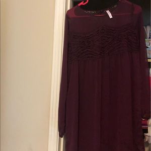 Long sleeve plum mini dress